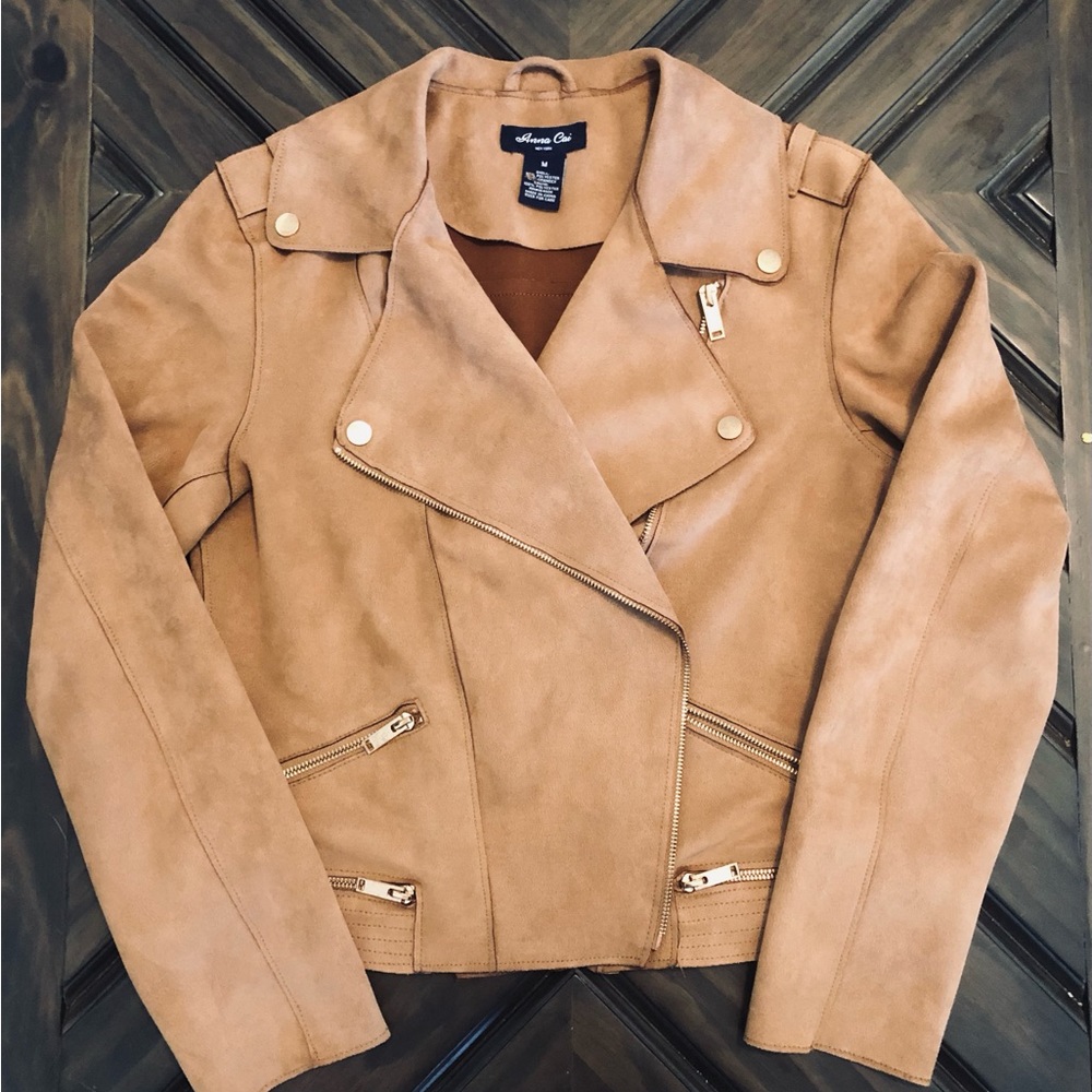 Faux Suede Leather Jacket - Size M
